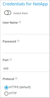 Credentials for NetApp