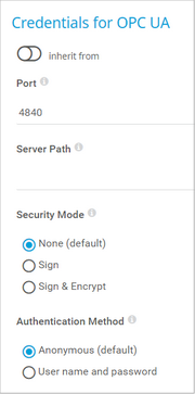 Credentials for OPC UA