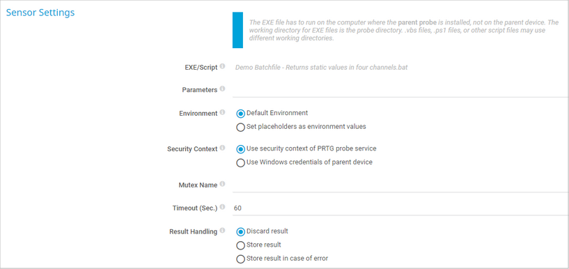 Sensor Settings