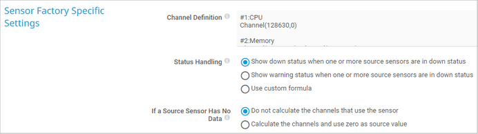 Sensor Factory Specific Settings